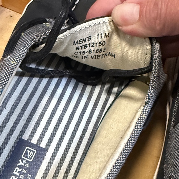 Sperry Men’s Black Top Slider deck/Boat Shoes with Gray Chambray Collar 11m - Picture 2 of 7